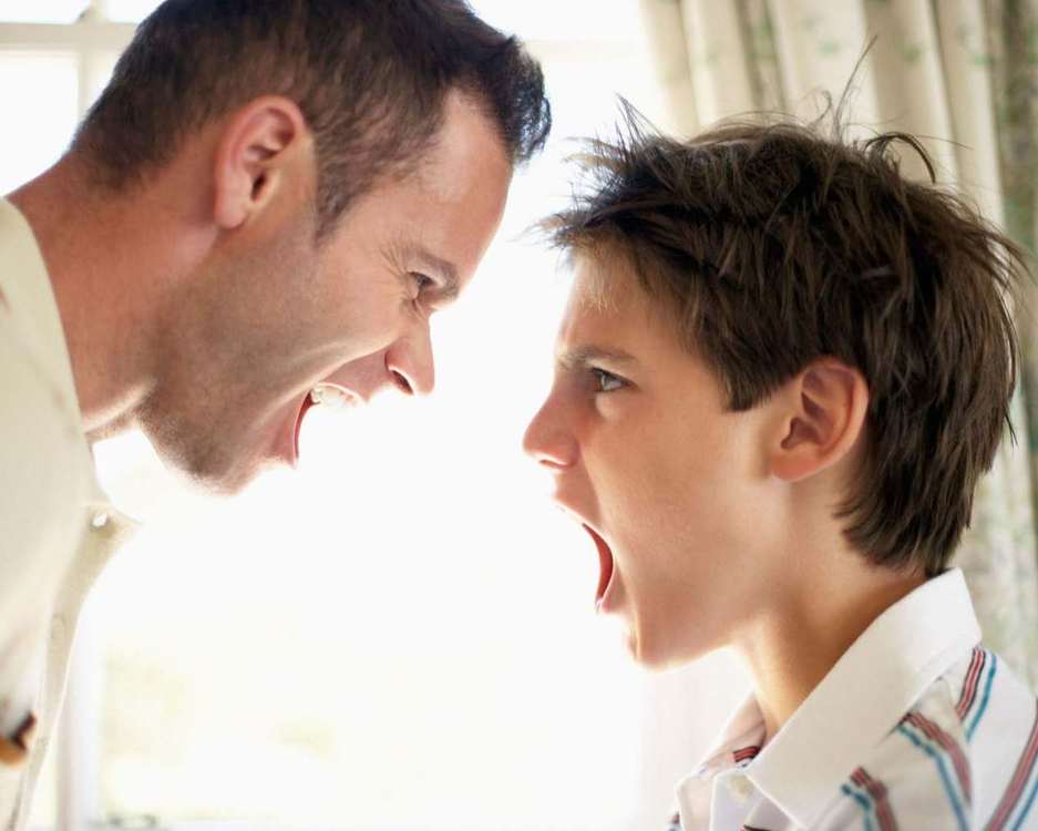 Папа с сыном ссорятся и кричат