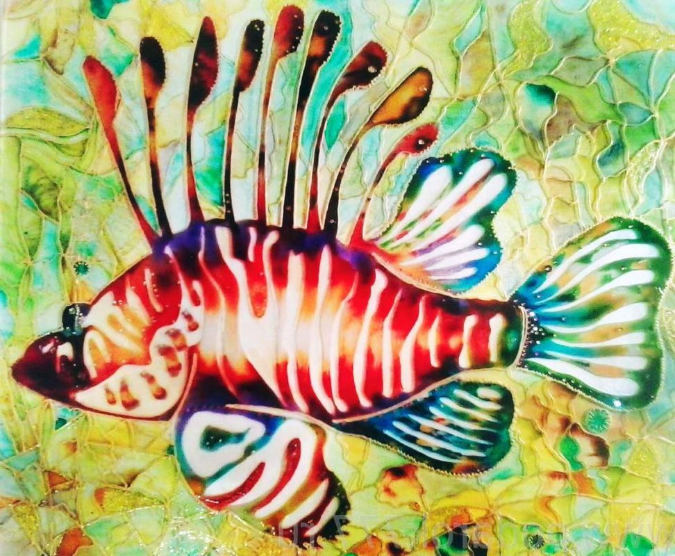 Рыба красками по стеклу