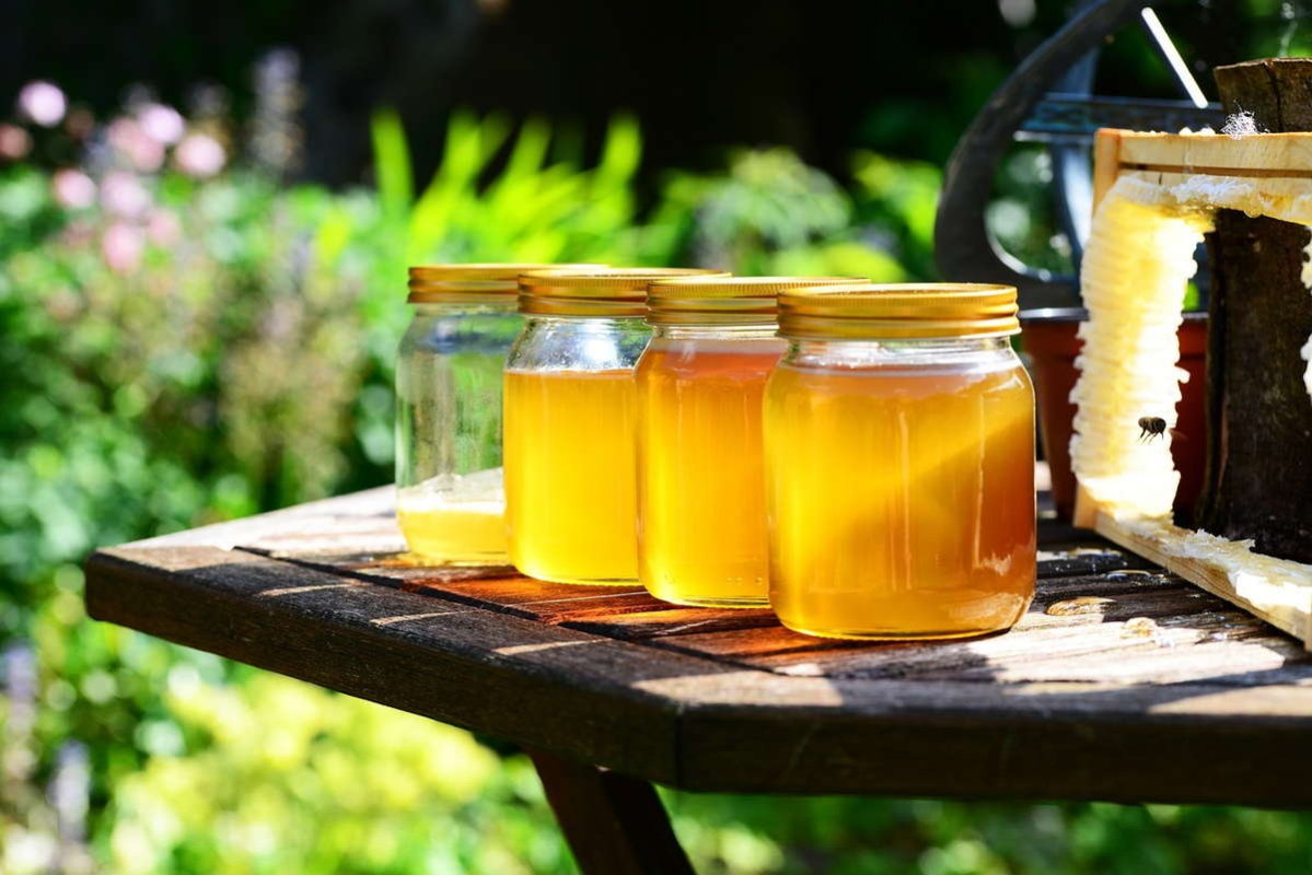 Мед как лекарство Четыре банки меда на пасеке