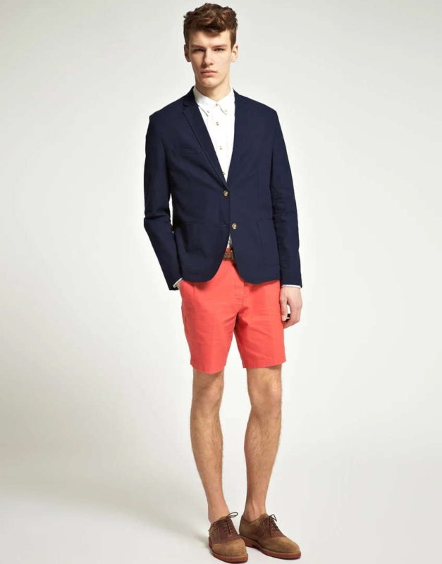 мужские красные шорты под пиджак