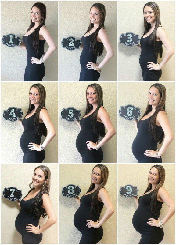 Фото живота беременной по месяцам